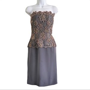 Lian Carlo Beaded Strapless Dress